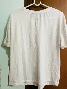 Schiffli Brand New White Tshirt, Size L