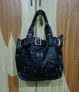 Stylish Black Faux Leather Handbag