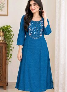 Embellished Teal Kurta