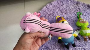 Cute Pink Animal Plush Toy Keychain
