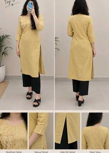 Elegant Mustard Yellow Embroidered Kurti 💛