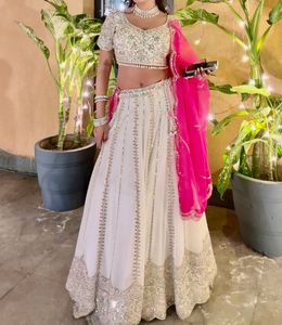 Sparkly White & Pink Lehenga Choli