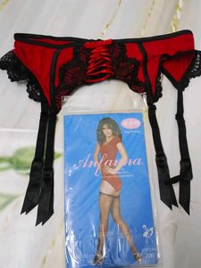 (1434)Red & Black Lace Garter Belt