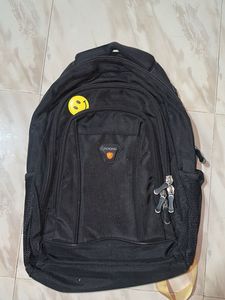 Aoking Black Backpack with Smiley Charm