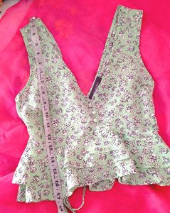 Light Green Floral Peplum Top