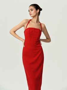 Stunning Red Halter Neck Dress
