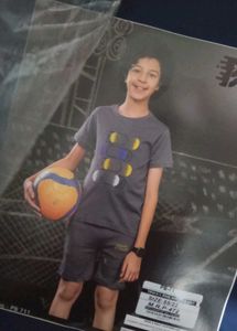 Boys Grey Graphic T-Shirt and Shorts Set