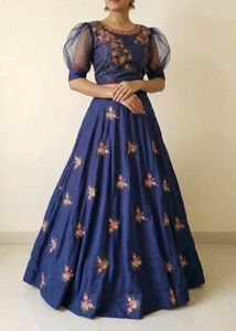 Elegant Blue Embroidered lehnga blouse