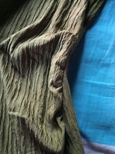 Olive Ribbed Midi Dress with Slit
