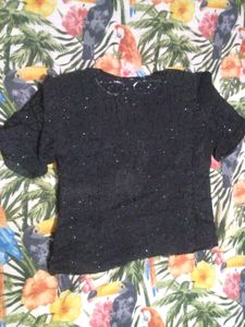 Sparkly Black Embellished Blouse