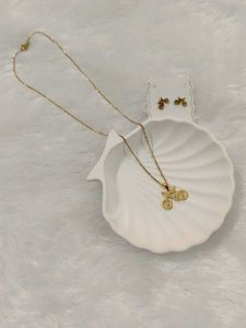 Gold Bike Necklace & Earrings Set