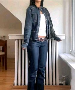 Office siren snatched denim shirt