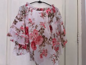 Floral Off-Shoulder Ruffle Top