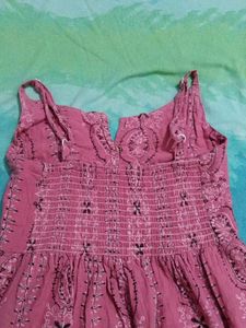 Pink Button-Front Midi Dress