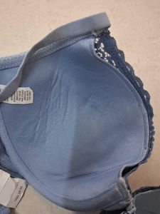 36B Blue Lace Trim Push-Up Bra