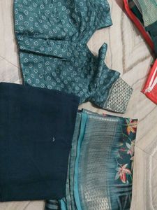 Elegant Teal Saree Set