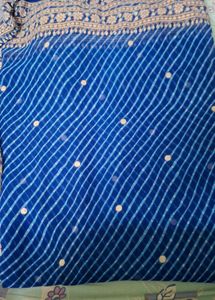 Beautiful Blue Saree with Silver Border