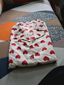 Heart Print White Shirt