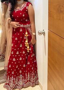 Stunning Red Embroidered Lehenga Choli Set