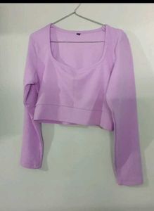 Lavender Cropped Long Sleeve Top