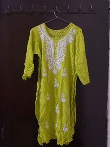 Lime Green Embroidered Kurta
