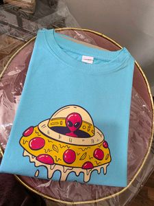 Men's New Souled store Oversized Alien BlueTshirt