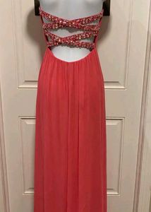 with freebies 🫶Strapless Coral Beaded Maxi Dress