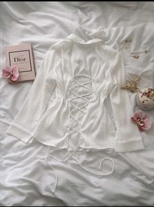 White Corset Button-Up Shirt