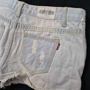 Distressed Denim Shorts with Lace y2k