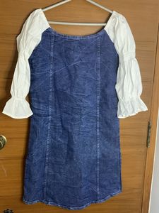 Cute Bow Denim Dress