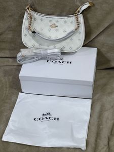 Coach White Embellished Shoulder Bag