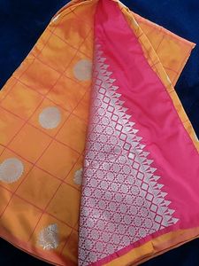 Beautiful Orange Saree with Pink Blouse