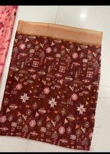 Pretty Peachy Pink Saree With Unstictched Blouse Material