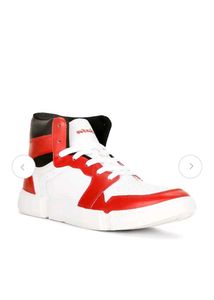 High-Top Sneakers - Red &amp; White