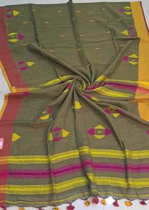 Brand new linen khadi Handloom Saree