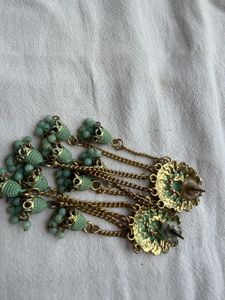 Green Bell Tassel Earrings