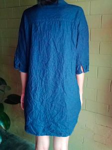 Vintage Graffiti Denim Shirt Dress