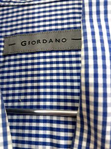 GIORDANO Men Blue Gingham Short Sleeve Shirt
