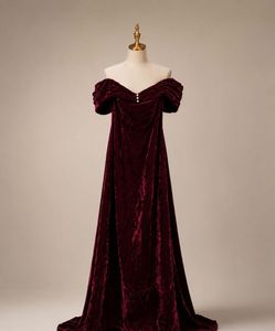 Elegant Velvet Off-Shoulder Gown