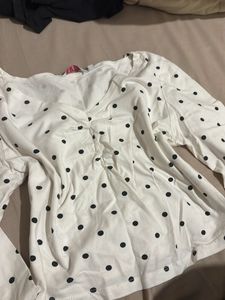 polka dot v neck top