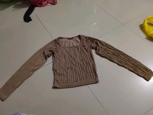 Crushed Texture Long Sleeve Top