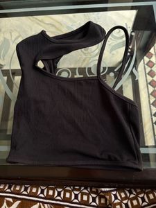 Black Cut-Out Crop Top