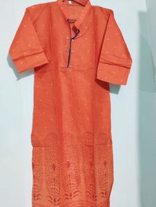 New Orange Cotton XL Kurta