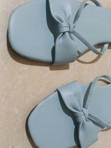 Cute Light Blue Bow Sandals