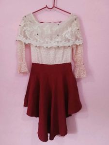 Elegant Lace &amp; Maroon Ethnic Gown