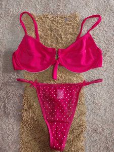 Hot Pink Polka Dot Lingerie Set
