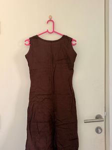 straight Brown Kurta with Gold Embroidery