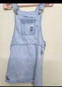 Light Wash Denim Pinafore Dress