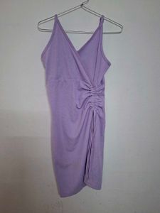Lavender Ruched Mini Dress