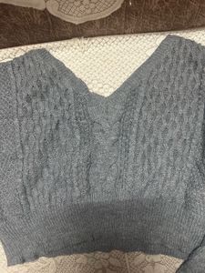 Gray Knit Dolman Sleeve Top